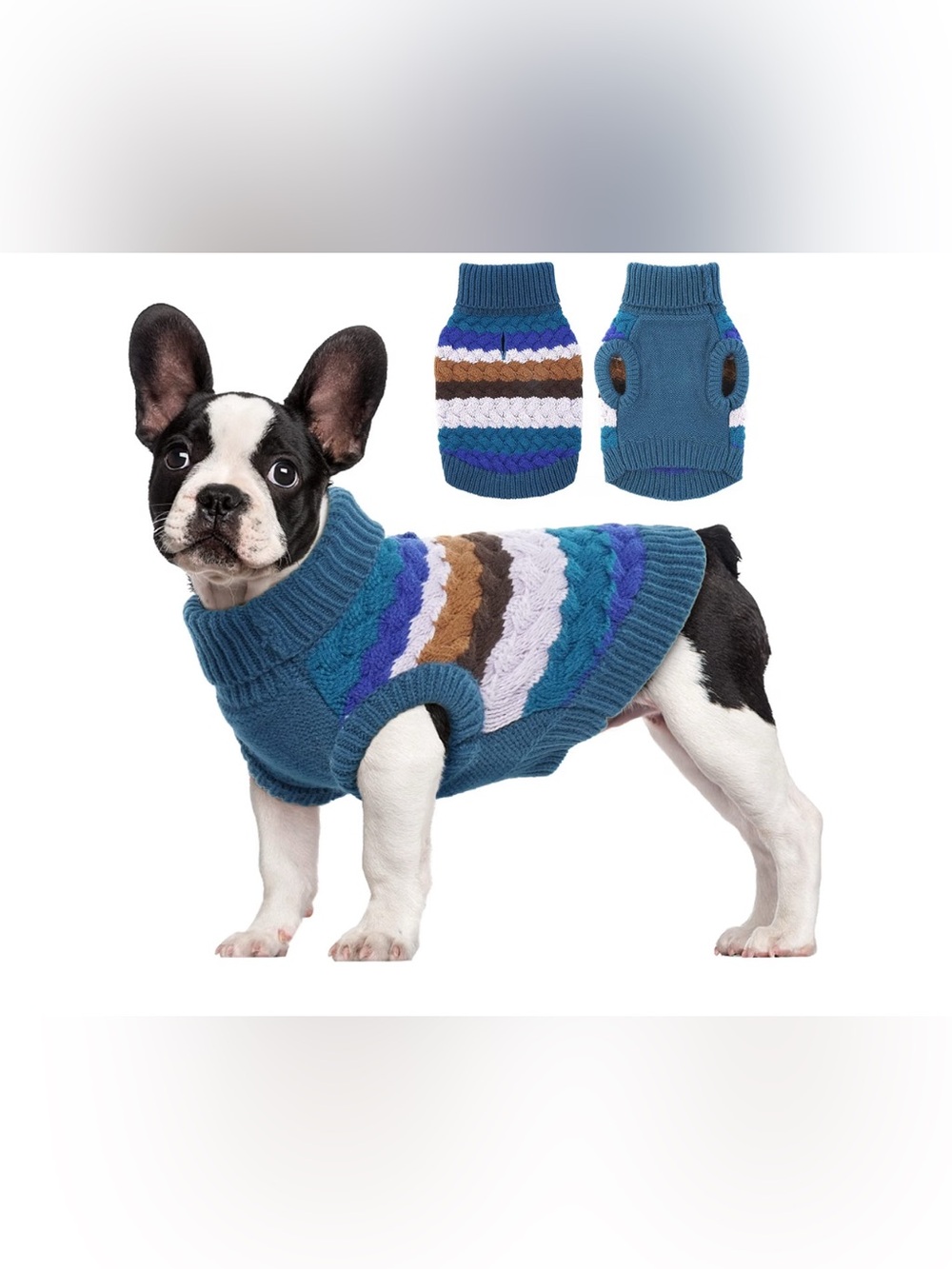 NWT- XL Blue Striped Knit Dog Sweater - Cozy Winter Pet Pullover